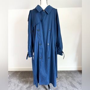 Vintage Christian Dior Monsieur Trench Coat Size 52R Navy Blue